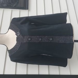 Belldini Shimmer Trim 3/4 Sleeve Button Cardigan